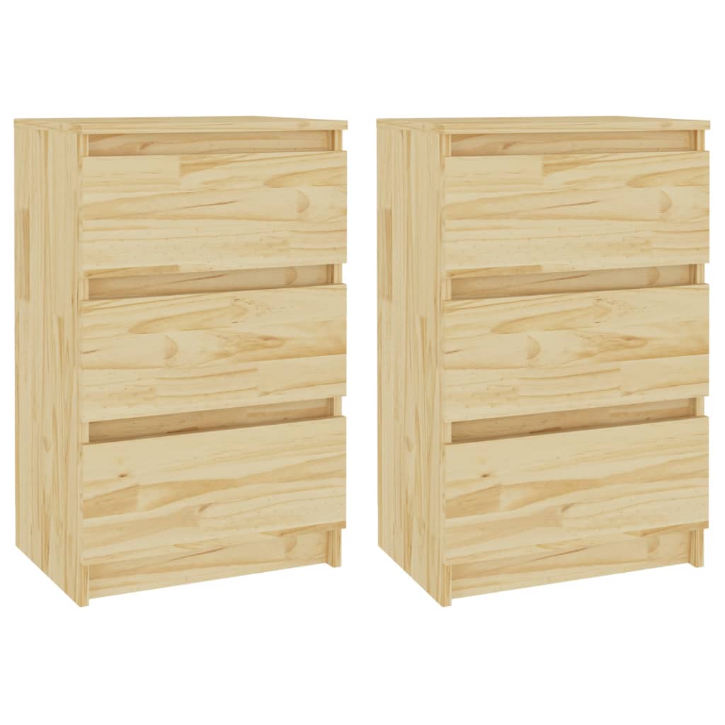 Mesitas De Noche 2 Uds Madera Maciza De Pino 40x29,5x64 Cm_0