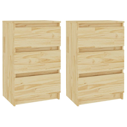 Mesitas De Noche 2 Uds Madera Maciza De Pino 40x29,5x64 Cm_0