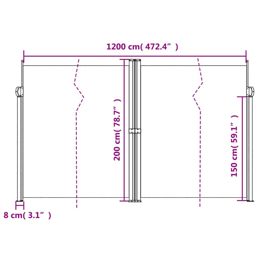 Vidaxl Toldo Lateral Retráctil Beige 200x1200 Cm_2