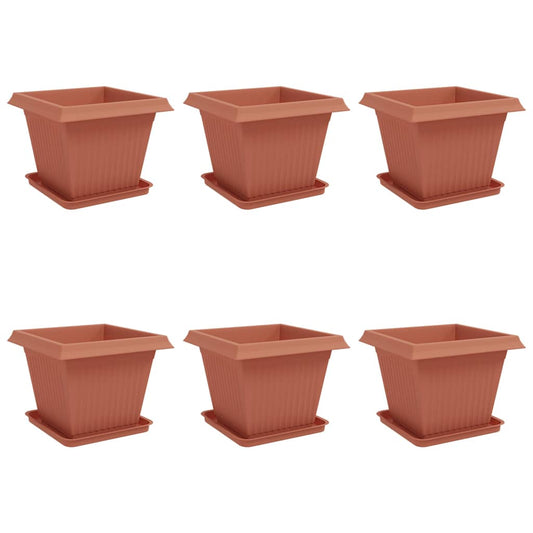 Macetas 6 Uds. Rojo Ladrillo Plástico_0