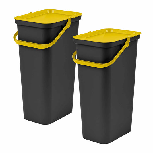 Set De 2 Papeleras moda 25l Con Asa Ámbar Y Negro_0