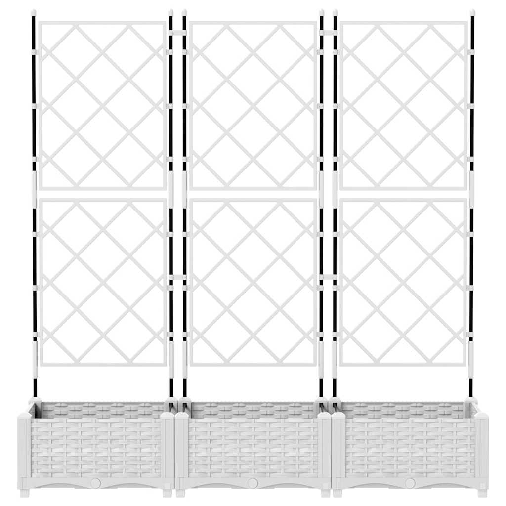 Macetero De Jardín 3 Uds. Blanco 120 X 40 X 125,5 Cm Pp_3