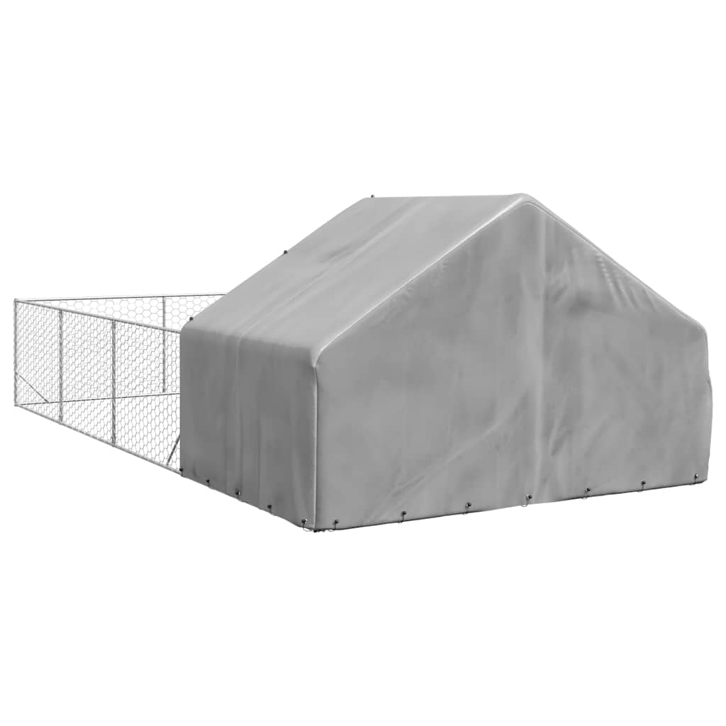 Caseta Perros Exterior Con Corral 7x3x1,9 M Acero Galvanizado_4