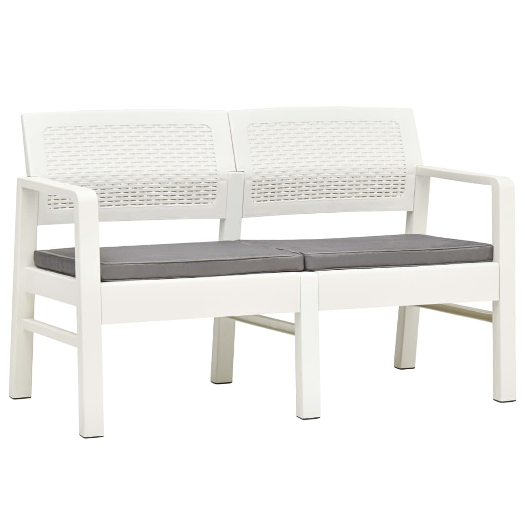 Vidaxl Banco De Jardín De 2 Plazas Con Cojines Plástico Blanco 120 Cm_0
