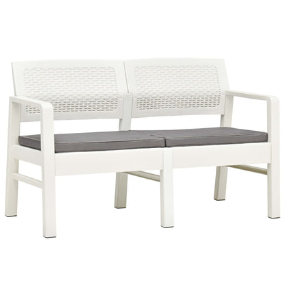 Vidaxl Banco De Jardín De 2 Plazas Con Cojines Plástico Blanco 120 Cm_0