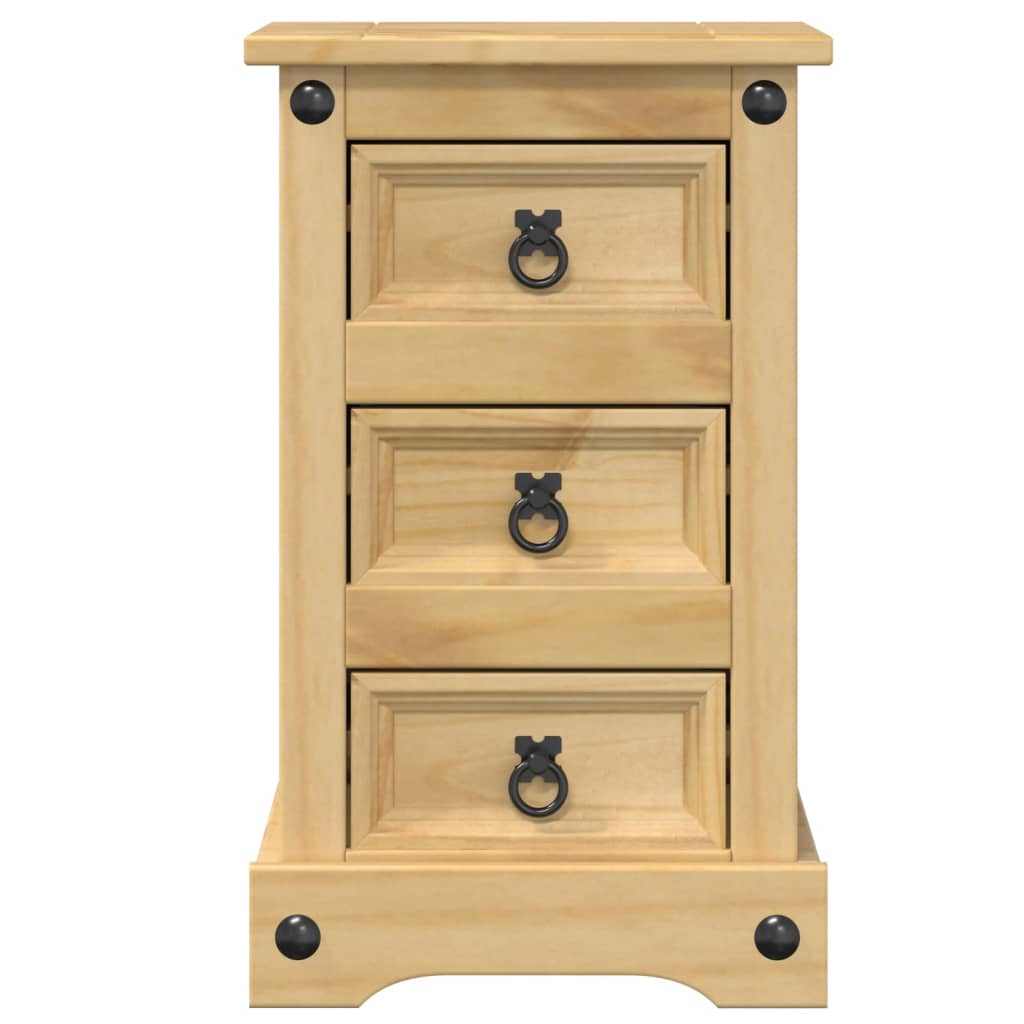 Mesita De Noche Corona Madera Maciza De Pino 35x32,5x58 Cm_2