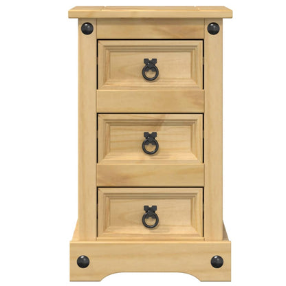 Mesita De Noche Corona Madera Maciza De Pino 35x32,5x58 Cm_2