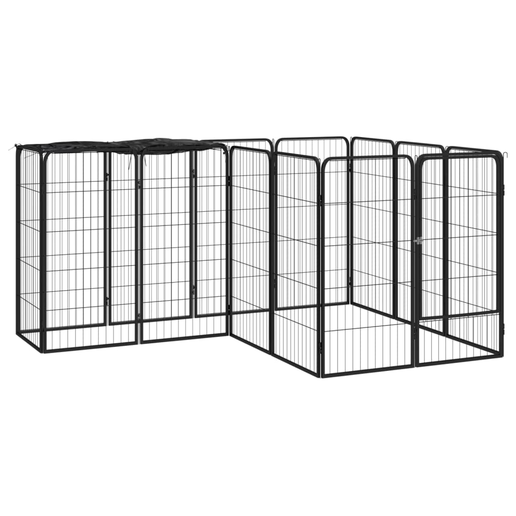 Jaula Perros 14 Paneles Acero Recubierto Polvo Negro 50x100 Cm_1