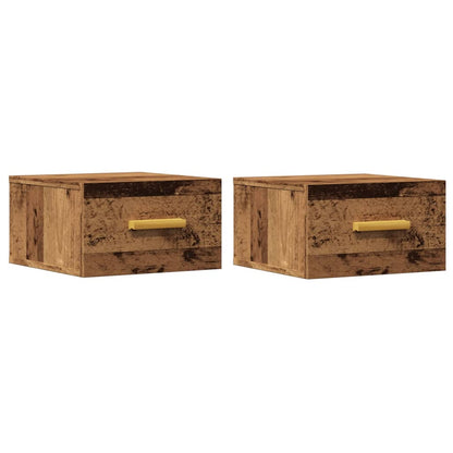 Mesitas De Noche De Pared 2 Uds Madera Envejecida 35x35x20 Cm_0