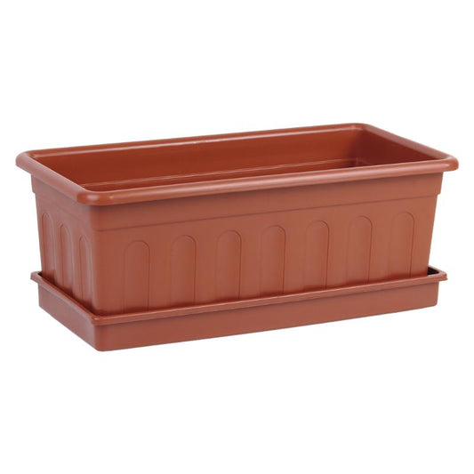 Jardinera Marron Modelo Azahar 40 X 20 X 15.5 + Plato 38 X 16.6 Cm Caja 12 Unid._0