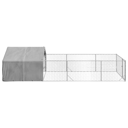 Caseta Perros Exterior Con Corral 6x2x1,5 M Acero Galvanizado_3