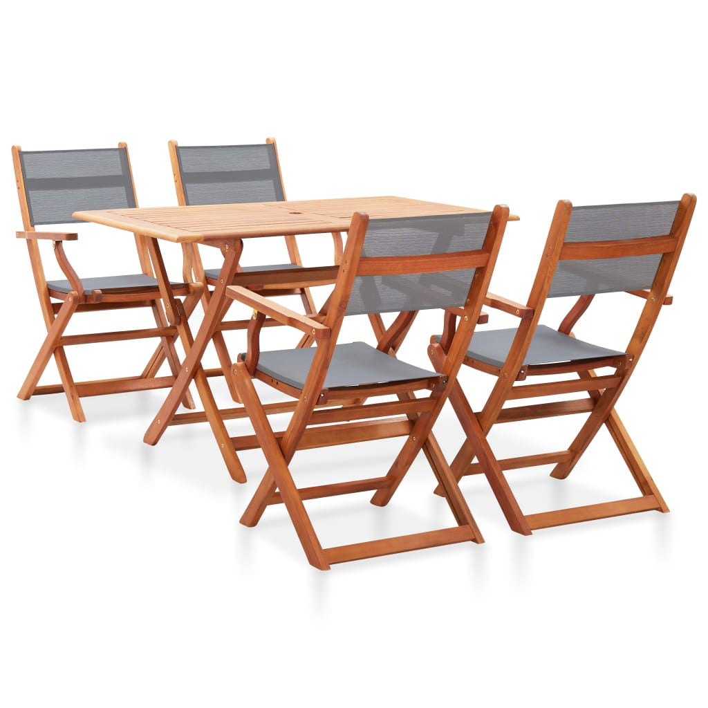 Vidaxl Set De Comedor Para Jardín 5 Pzas Madera Maciza Eucalipto Gris_0