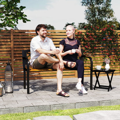 Outsunny Banco De Jardín Exterior De 2 Plazas 127x56x80 Cm Negro Y Natural_1