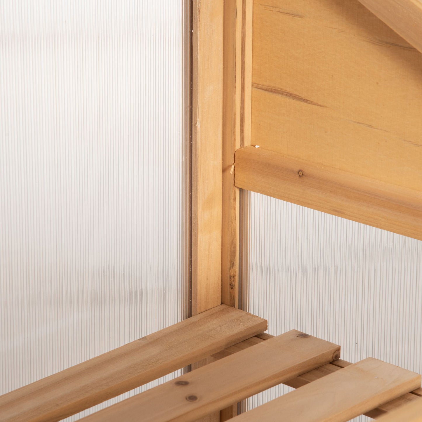 Outsunny Invernadero De Madera Con Paneles De Policarbonato 70x50x120 Cm Natural_3