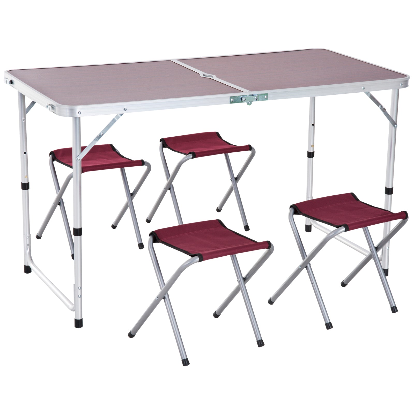 Outsunny Mesa Maleta De Aluminio 4 Taburete Plegable De Acampada Picnic Altura_0