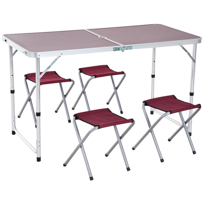 Outsunny Mesa Maleta De Aluminio 4 Taburete Plegable De Acampada Picnic Altura_0