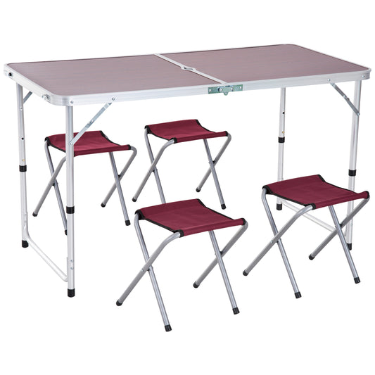 Outsunny Mesa Maleta De Aluminio 4 Taburete Plegable De Acampada Picnic Altura_0