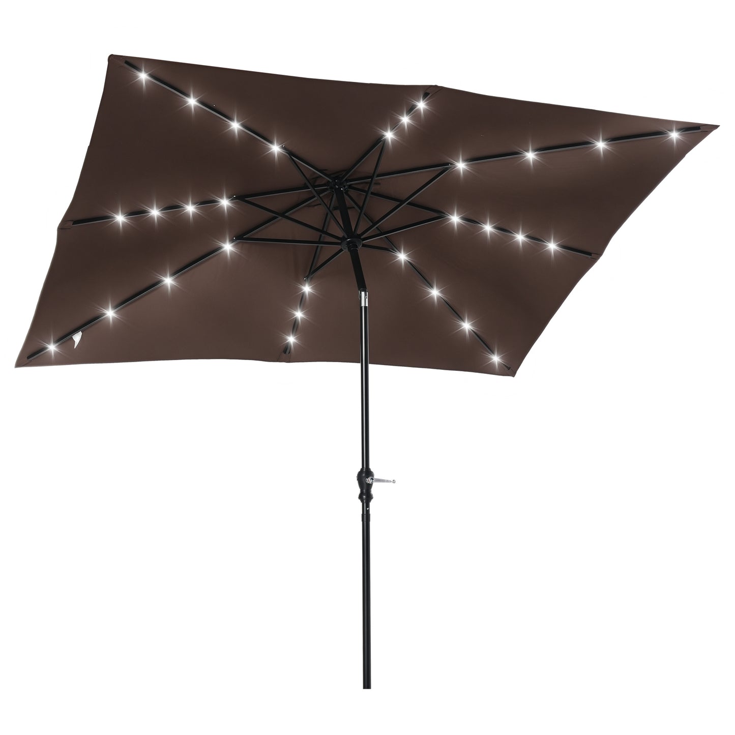 Outsunny Sombrilla De Jardín 268x205x248cm Con Techo Inclinable Luces Led Marrón_0