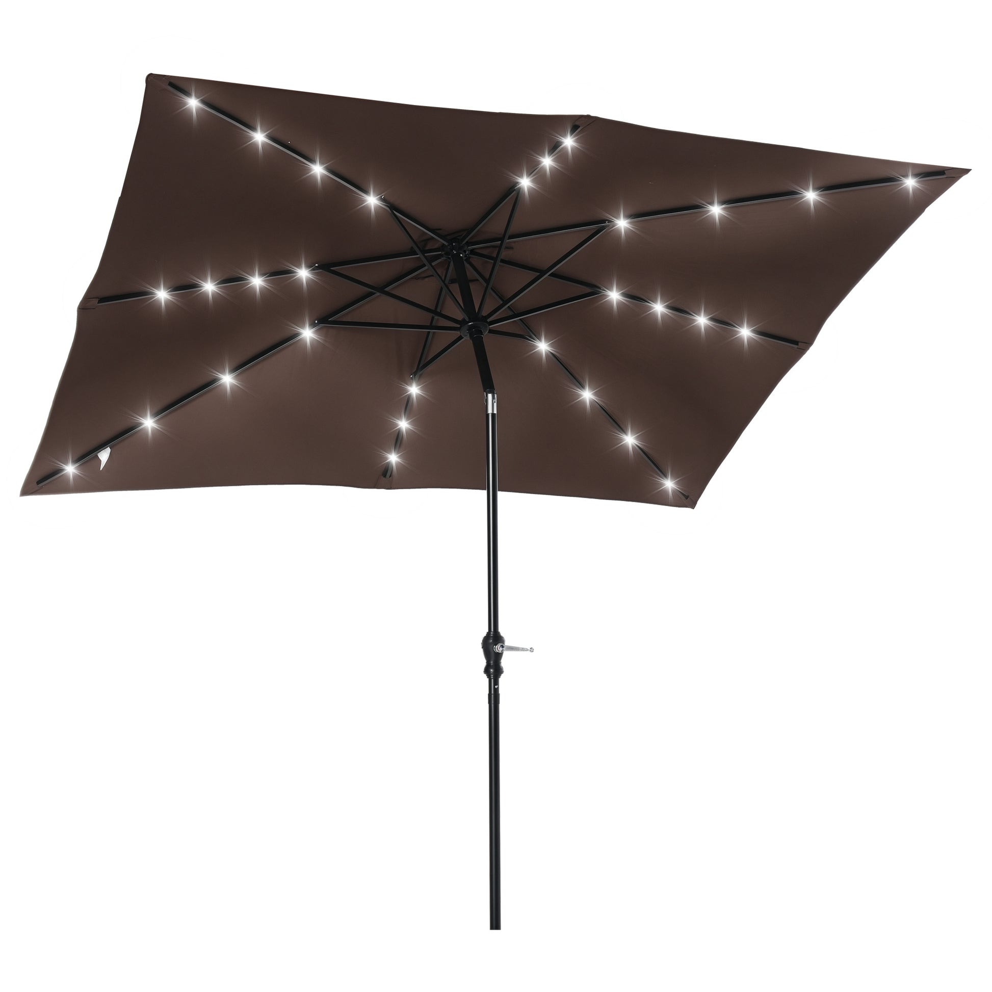 Outsunny Sombrilla De Jardín 268x205x248cm Con Techo Inclinable Luces Led Marrón_0
