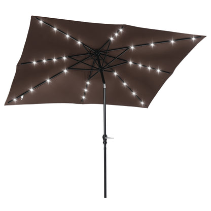 Outsunny Sombrilla De Jardín 268x205x248cm Con Techo Inclinable Luces Led Marrón_0