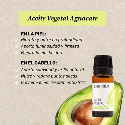 Aceite Vegetal de Aguacate 100% Puro Labnatur 10 ml | Nutre, Hidrata y Suaviza | Rostro, Cuerpo y Cabello_1