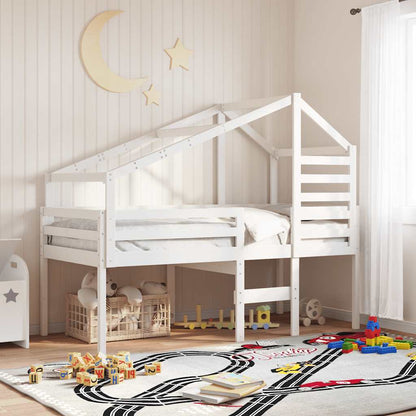 Techo De Cama Infantil Madera Maciza Pino Blanco 188x82x113 Cm_1