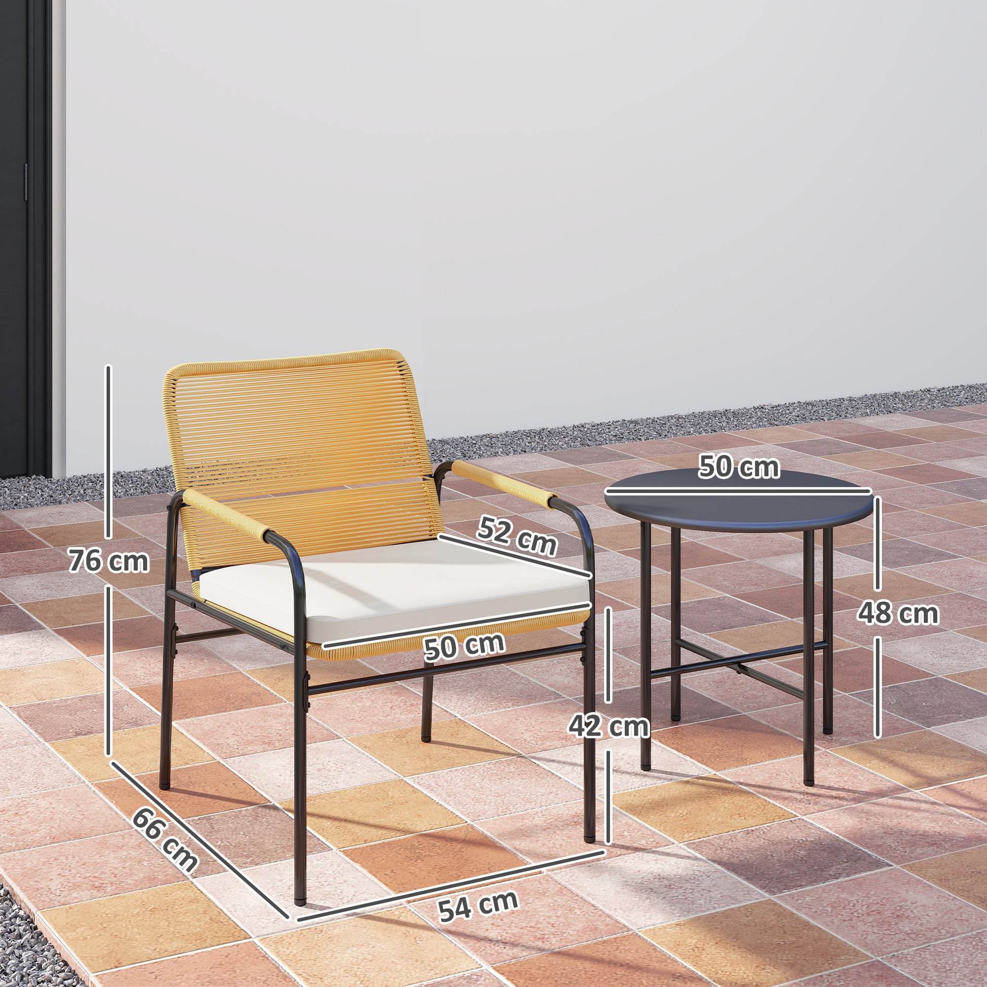 Outsunny Muebles De Jardín Con 2 Sillas Con Cojines Lavables Y Mesa Resistente_2
