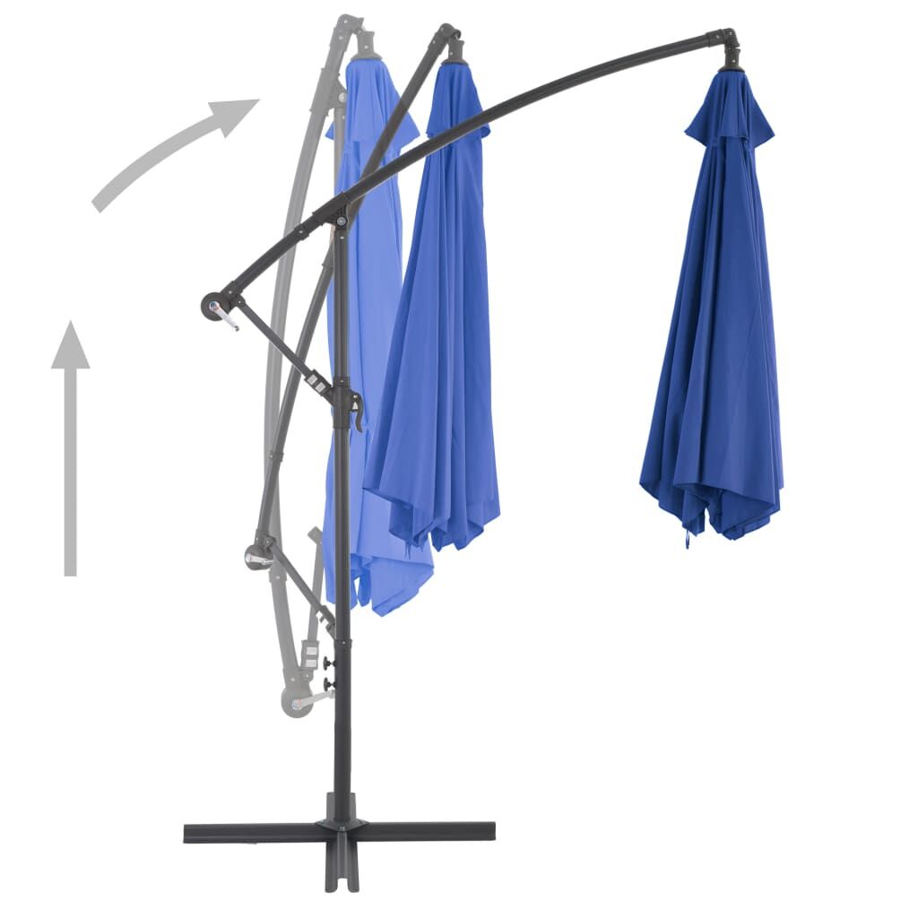 Vidaxl Sombrilla Voladiza Con Poste De Aluminio Azul 300 Cm_3