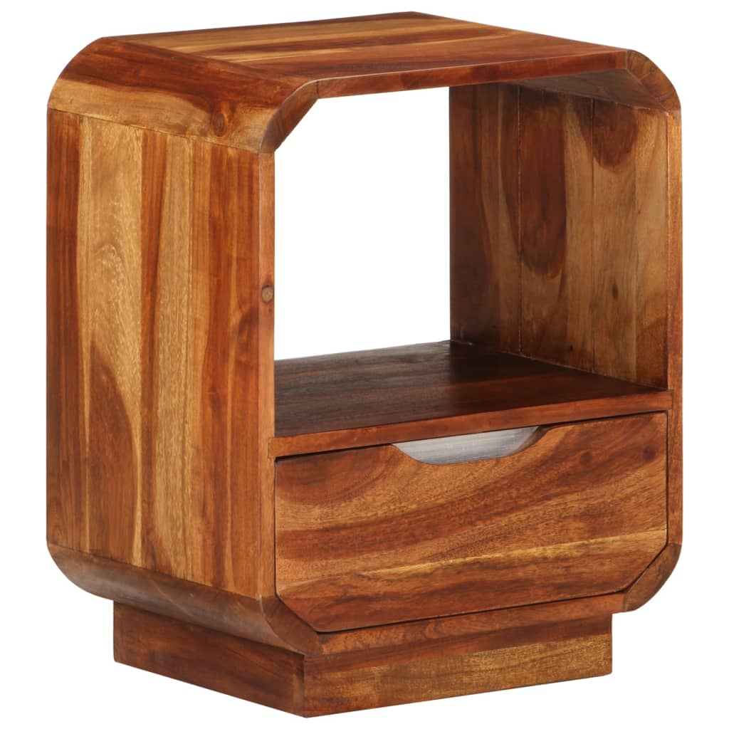 Mesita De Noche Con Cajón Madera Maciza De Sheesham 40x30x50 Cm_4