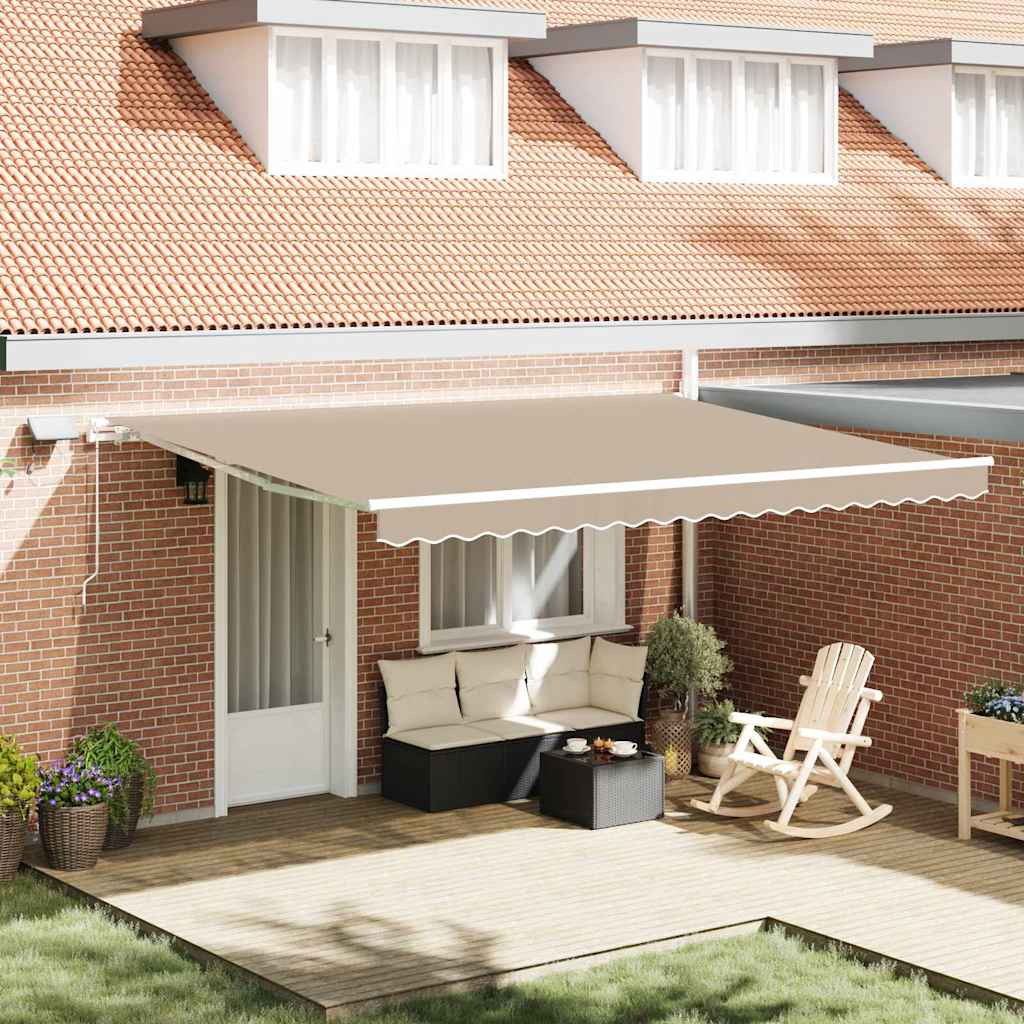 Toldo Retráctil Beige 450 X 300 Cm Tela Y Aluminio_1