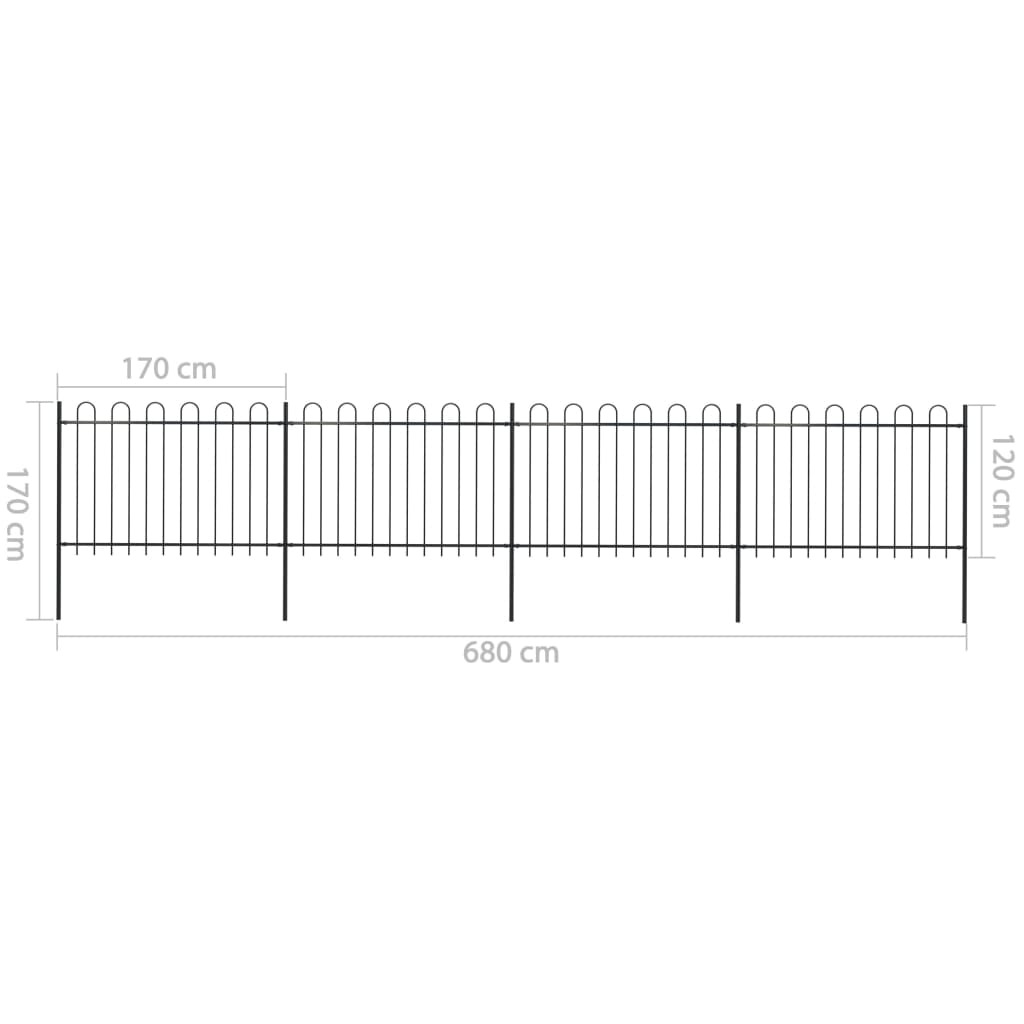 Valla De Jardín Con Puntas De Aro Acero Negro 6,8x1,2 M / Vetonek_3