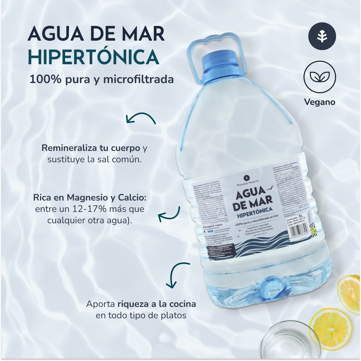 Pack 2 uds Agua de Mar Hipertónica Garrafa Planeta Huerto 5 L