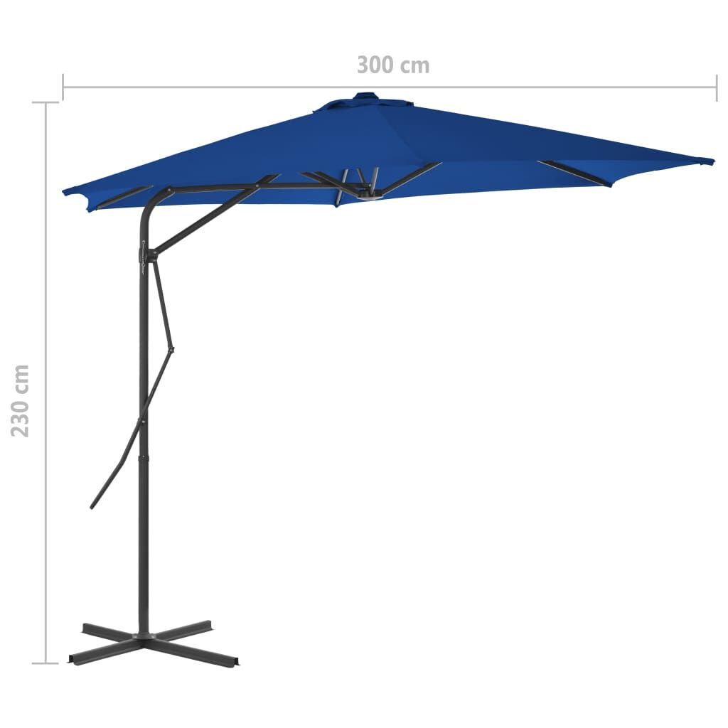 Vidaxl Sombrilla De Jardín Con Palo De Acero Azul 300x230 Cm_2