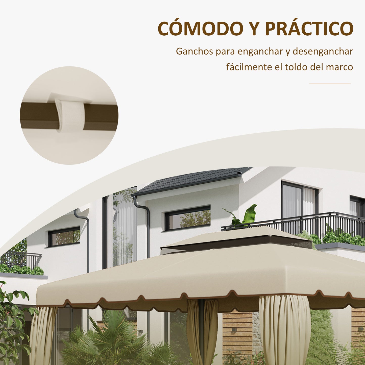 Outsunny Conjunto De 1 Cenador De Jardín 4x3 M Y 1 Techo De Repuesto_4