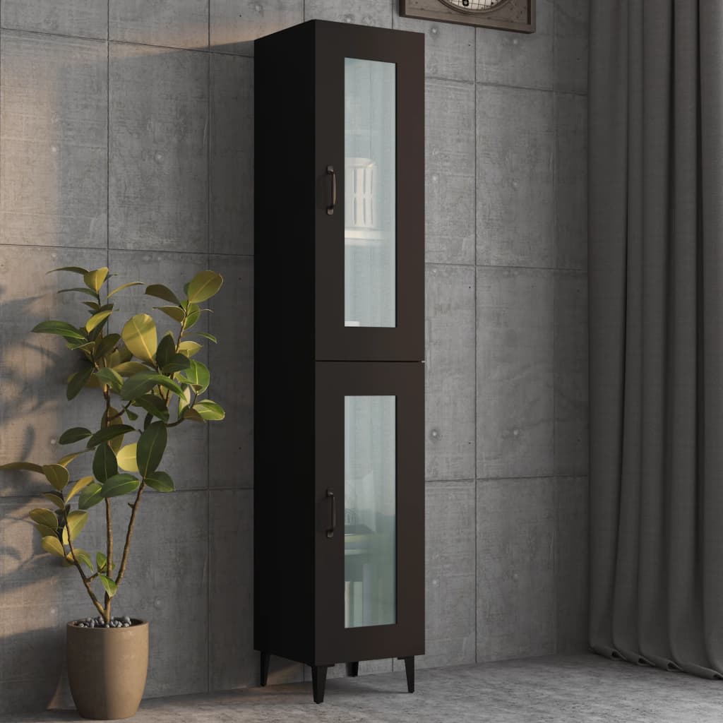 Armario De Pared Madera De Ingeniería Negro 34,5x34x90 Cm / Vetonek_3