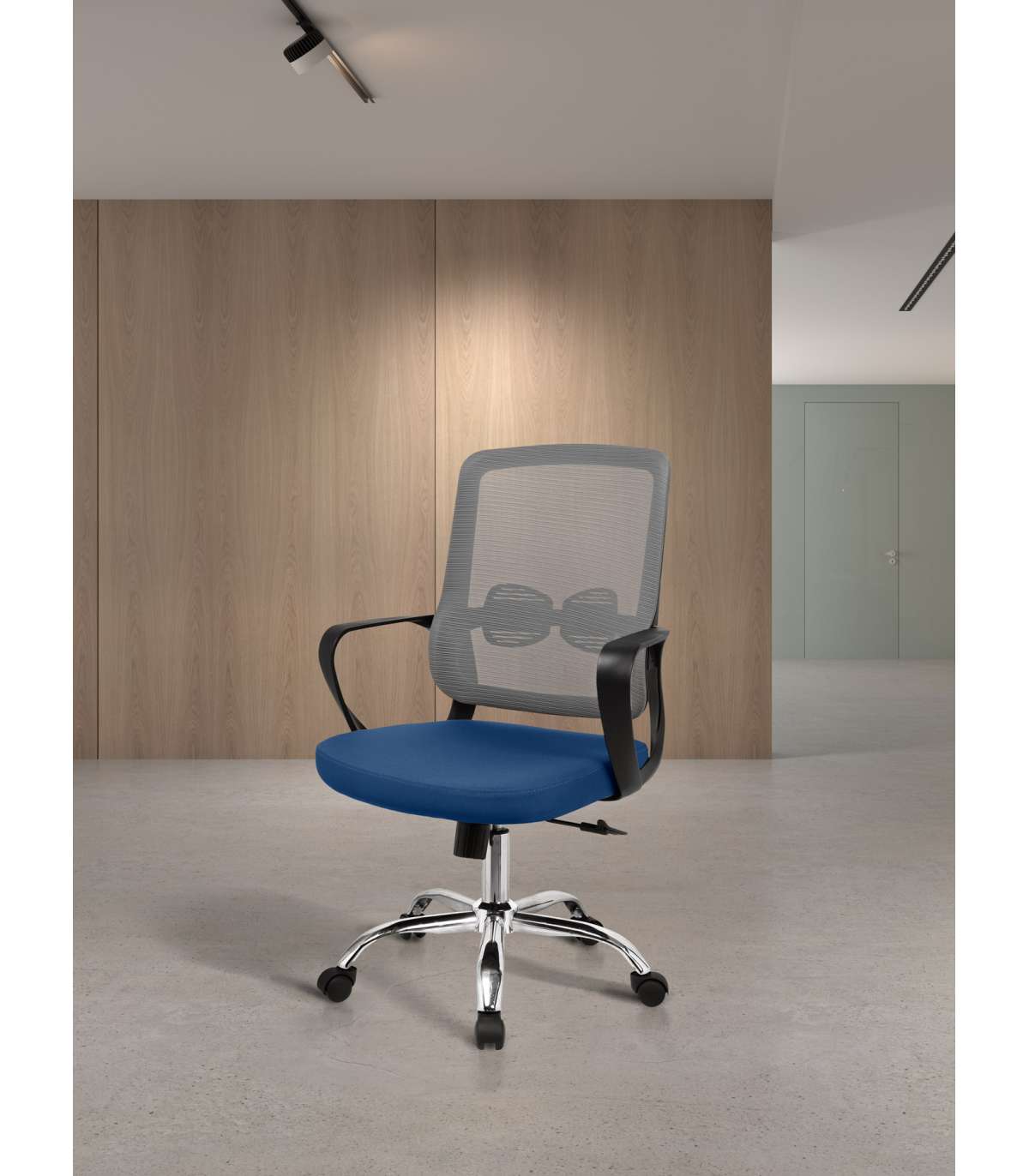 Silla Despacho Giratoria Elevable Acabado Gris/azul, 60m(ancho) 100/110cm(altura) 61cm(fon_3