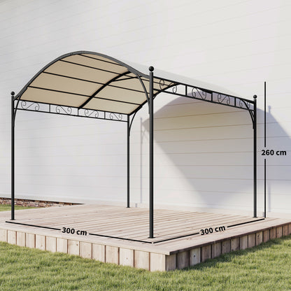Outsunny Pérgola De Jardín 3x3 M Con Techo Arqueado Y Dosel Uv30+ Blanco Crema_2