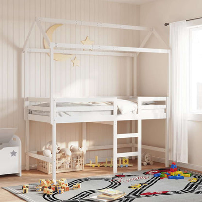 Techo De Cama Infantil Madera Maciza Blanco 217x85,5x154 Cm_1