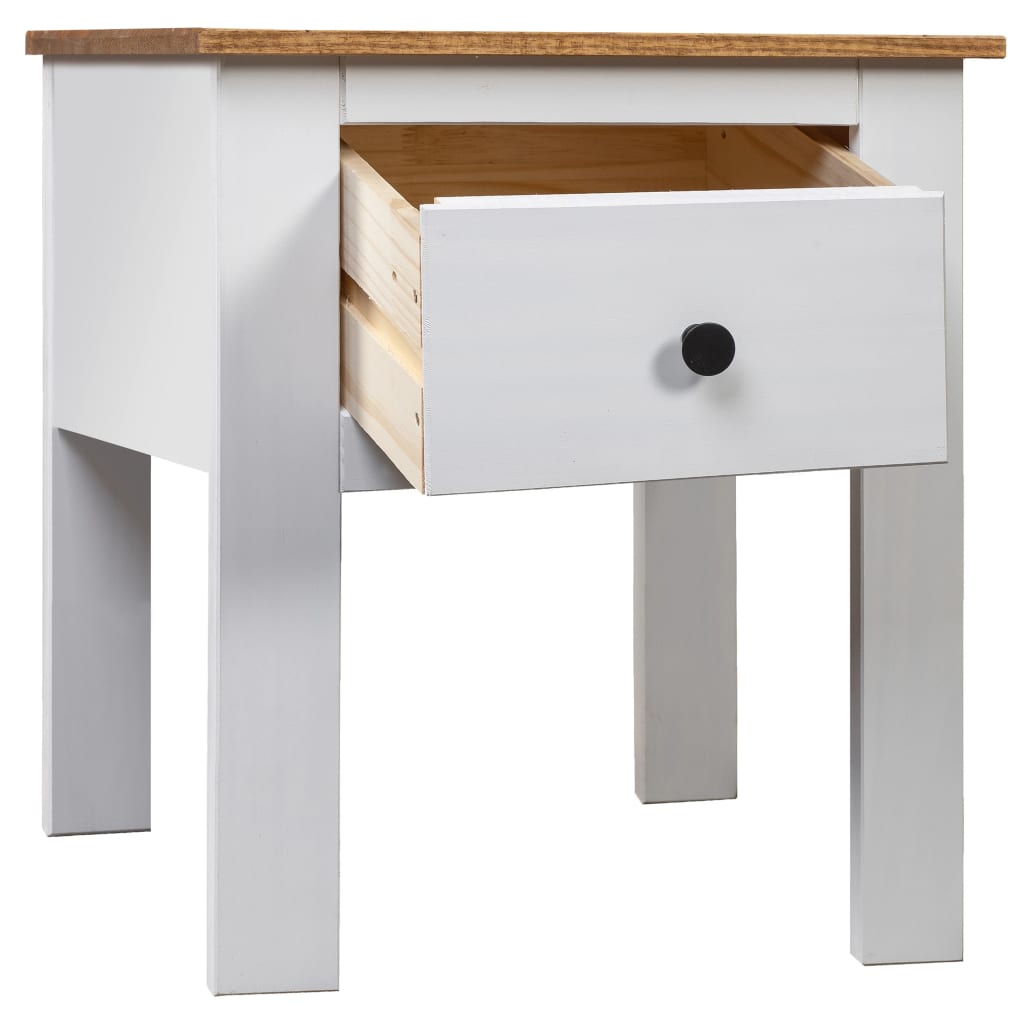 Mesita De Noche Madera Maciza Pino Panamá Blanco 46x40x57 Cm_0