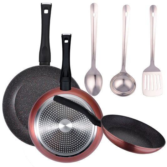 Pack De 3 Sartenes Ø20/24 Y 28 Cms + Set 3pc De Utensilios De Cocina En Acero Inoxidable_0