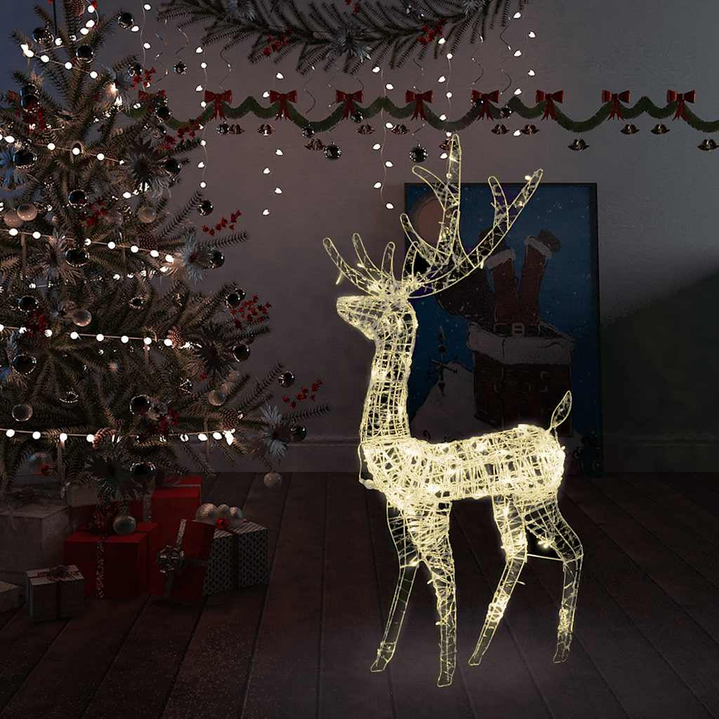 Vidaxl Adorno Reno De Navidad Acrílico Blanco Cálido 140 Leds 120 Cm_1