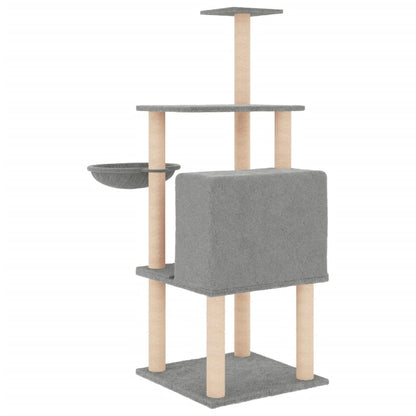Rascador Para Gatos Con Postes De Sisal Gris Claro 132 Cm_4