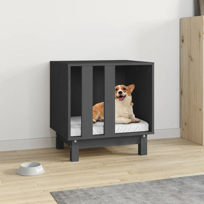 Vidaxl Caseta Para Perros Madera Maciza De Pino Gris 50x40x52 Cm_1