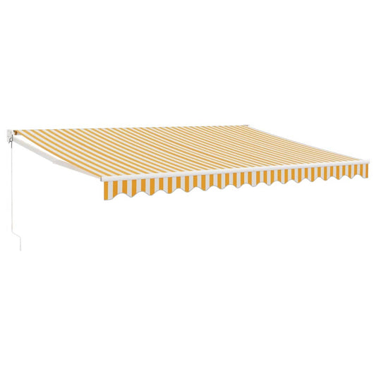 Toldo Retráctil Aluminio Y Tela Amarillo Y Blanco 4,5x3 M_0