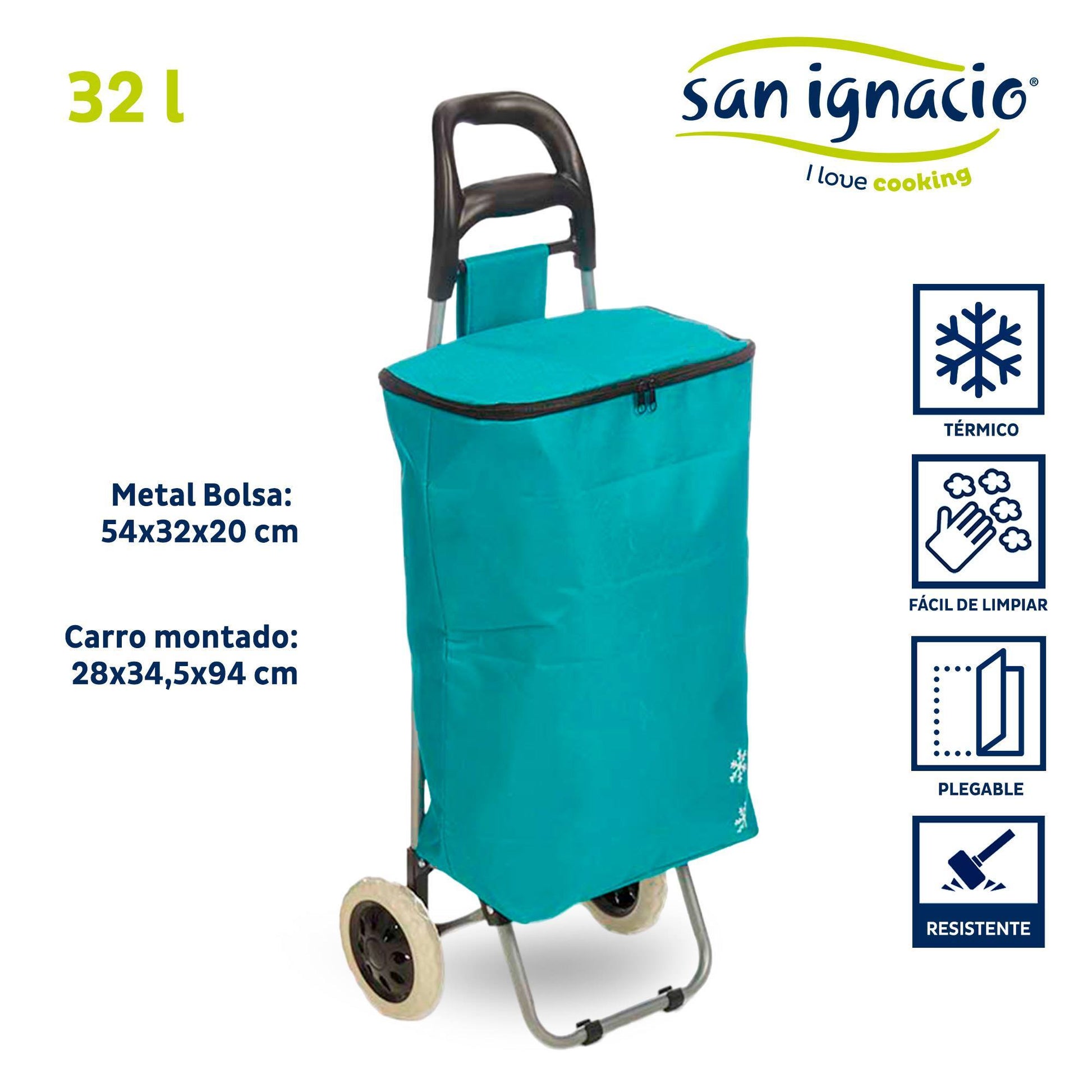 Carro De Compra Térmico 32l Turquesa Kinvara – Frescura Y Estilo En Turquesa