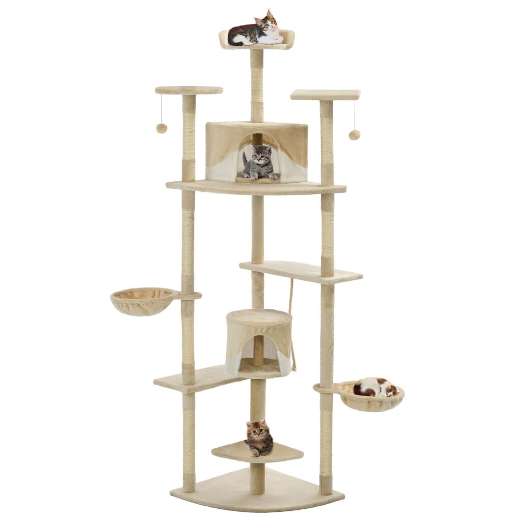 Vidaxl Rascador Para Gatos Con Poste De Sisal 203 Cm Beige Y Blanco_1
