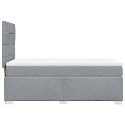 Cama Box Spring Con Colchón Tela Gris Claro 90x190 Cm / Vetonek_1