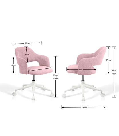 Silla Despacho Giratoria Elevable Acabado Rosa, 58m(ancho) 71/81cm(altura) 58cm(fondo)_2