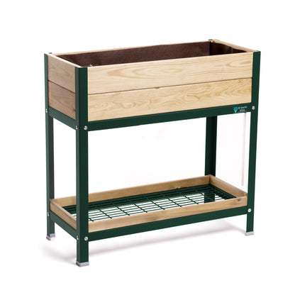 MI HUERTO URBAN Jardinera Elevada Madera con Bandeja Recoge Aguas | Estructura Metálica | Verde | 90x40x90cm
