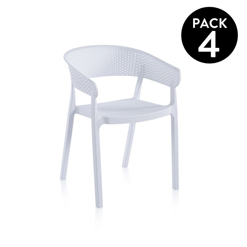 Pack 4 Sillas De Exterior Diza Polipropileno, Blanco, 54 X 73,5 X 50,5_0